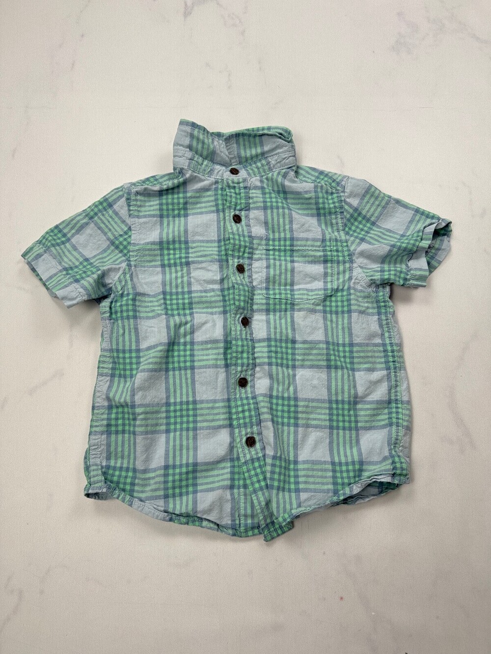Cat & Jack Button-Up Shirt Green 90s Statement Style - Boys S (6/7)
